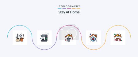Ilustración de Stay At Home Line Filled Flat 5 Icon Pack Including dinner. quarantine. cleaning. home. deep clean - Imagen libre de derechos