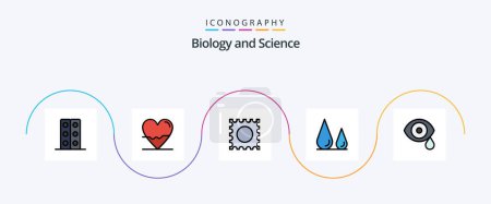 Téléchargez les illustrations : Biology Line Filled Flat 5 Icon Pack Including lab. biology. science. science. blood - en licence libre de droit