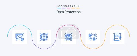 Illustration for Data Protection Blue 5 Icon Pack Including transfer. protection. security. file. security - Royalty Free Image