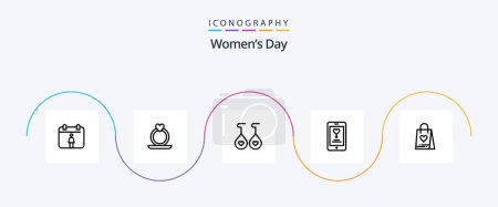 Illustration for Womens Day Line 5 Icon Pack Including app. womens. women. women. love - Royalty Free Image