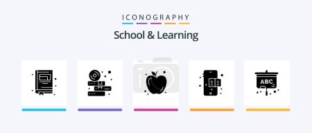 Ilustración de School And Learning Glyph 5 Icon Pack Including . food. education. projector. Creative Icons Design - Imagen libre de derechos