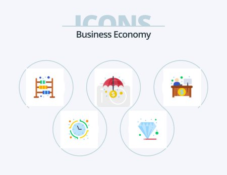 Téléchargez les illustrations : Economy Flat Icon Pack 5 Icon Design. business. money. pastel. economy. finances - en licence libre de droit