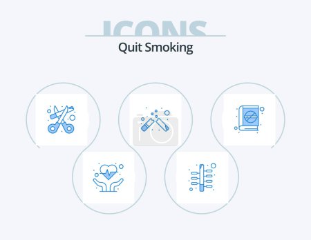 Illustration for Quit Smoking Blue Icon Pack 5 Icon Design. cigarette. smoking. smoking. cigarette. smoking - Royalty Free Image