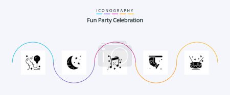 Téléchargez les illustrations : Party Glyph 5 Icon Pack Including music. drum. birthday. spotlight. electronic - en licence libre de droit