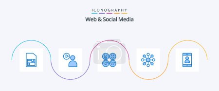 Téléchargez les illustrations : Web And Social Media Blue 5 Icon Pack Including . user. happy. cell. share - en licence libre de droit