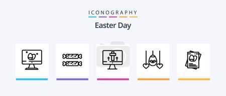 Illustration for Easter Line 5 Icon Pack Including heart. pin. holiday. easter. location. Creative Icons Design - Royalty Free Image