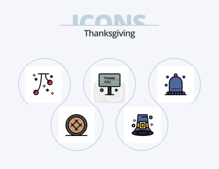 Illustration for Thanks Giving Line Filled Icon Pack 5 Icon Design. thanks. pan. meat. party. drink - Royalty Free Image