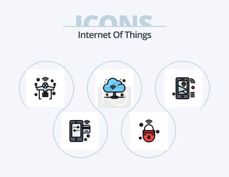 Illustration for Internet Of Things Line Filled Icon Pack 5 Icon Design. internet of things. laptop. oven. wifi. internet of things - Royalty Free Image