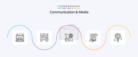 Téléchargez les illustrations : Communication And Media Line 5 Icon Pack Including manuals. contact. bubble. book. world - en licence libre de droit