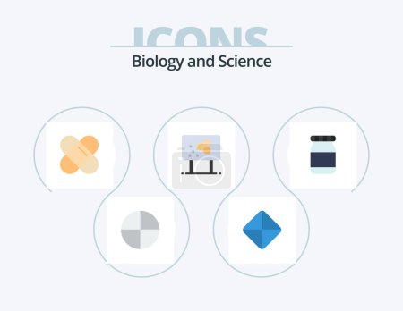 Téléchargez les illustrations : Biology Flat Icon Pack 5 Icon Design. . . biochemistry. flask. pencil - en licence libre de droit