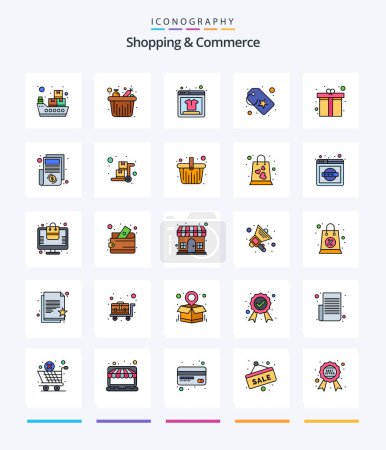 Ilustración de Creative Shopping And Commerce 25 Line FIlled icon pack  Such As reward. heart gift. online shopping. gift box. sale tag - Imagen libre de derechos