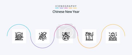 Ilustración de Chinese New Year Line 5 Icon Pack Including gift. present. dot. holidays. christmas - Imagen libre de derechos