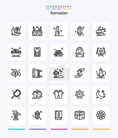 Illustration for Creative Ramadan 25 OutLine icon pack  Such As . pray . mosque . muslim . islam - Royalty Free Image