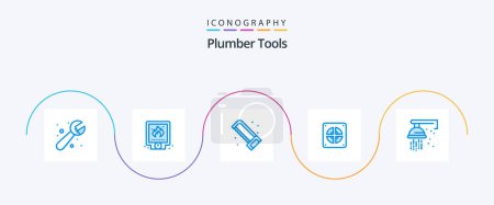 Illustration for Plumber Blue 5 Icon Pack Including mechanical. plumber. fire. mechanical. saw - Royalty Free Image