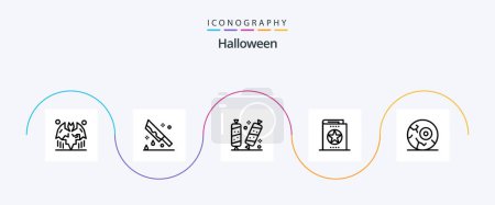 Téléchargez les illustrations : Halloween Line 5 Icon Pack Including knowledge. education. murder. book. sugar - en licence libre de droit