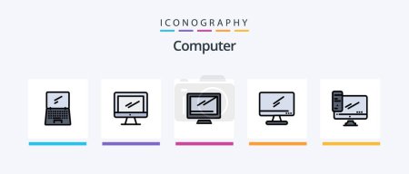 Illustration for Computer Line Filled 5 Icon Pack Including . server. imac. pc. monitor. Creative Icons Design - Royalty Free Image