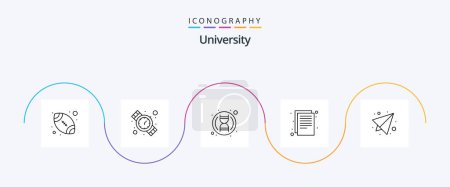 Illustration for University Line 5 Icon Pack Including paper. paper. academy. notes. documents - Royalty Free Image