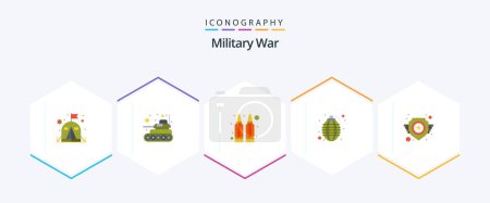 Ilustración de Military War 25 Flat icon pack including force. bullets. weapon. bomb - Imagen libre de derechos