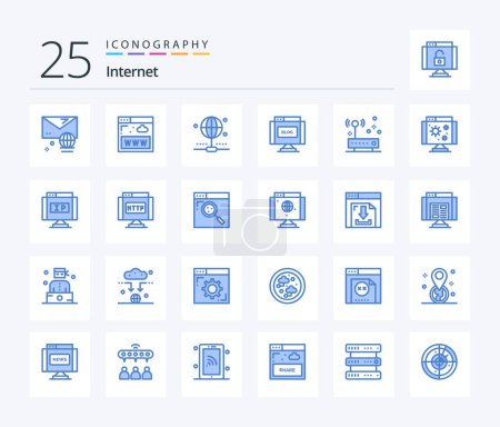 Illustration for Internet 25 Blue Color icon pack including internet. connection. connection. write. edit - Royalty Free Image