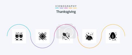 Téléchargez les illustrations : Thanksgiving Glyph 5 Icon Pack Including plant. thanks day. jar. chicken. thanksgiving - en licence libre de droit