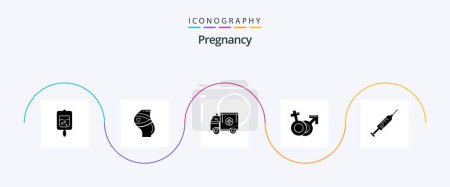 Ilustración de Pregnancy Glyph 5 Icon Pack Including venus. van. pregnant. help. truck - Imagen libre de derechos