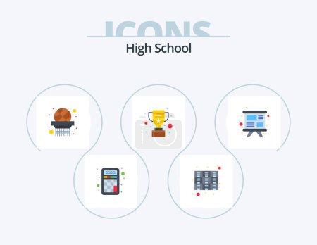 Illustration for High School Flat Icon Pack 5 Icon Design. study. reward. rack. win. cup - Royalty Free Image
