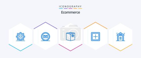 Illustration for Ecommerce 25 Blue icon pack including plus. increase. box. create. shipping - Royalty Free Image