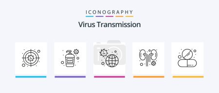 Illustration for Virus Transmission Line 5 Icon Pack Including food. illness. coffin. healthcare. cough. Creative Icons Design - Royalty Free Image