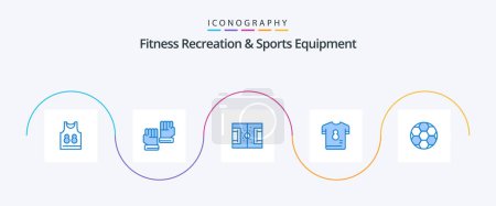 Téléchargez les illustrations : Fitness Recreation And Sports Equipment Blue 5 Icon Pack Including soccer. p. field. kit. soccer - en licence libre de droit