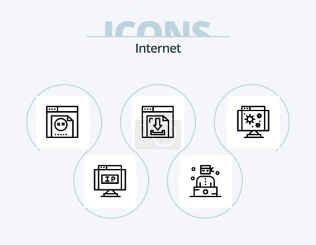 Illustration for Internet Line Icon Pack 5 Icon Design. gps. storage. browser. multimedia. database - Royalty Free Image