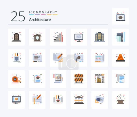 Ilustración de Architecture 25 Flat Color icon pack including resort. floor. floor. design. monitor - Imagen libre de derechos