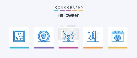 Illustration for Halloween Blue 5 Icon Pack Including murder. horror. cross. halloween. necklace. Creative Icons Design - Royalty Free Image