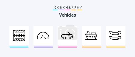 Ilustración de Vehicles Line 5 Icon Pack Including . jeep. automobile. Creative Icons Design - Imagen libre de derechos