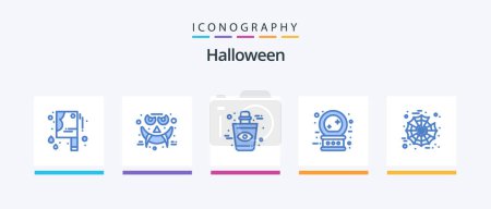 Illustration for Halloween Blue 5 Icon Pack Including web. halloween. bottle. magic. future. Creative Icons Design - Royalty Free Image