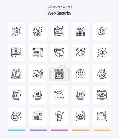 Illustration for Creative Web Security 25 OutLine icon pack  Such As anonymous. keyboard. data encryption. hacker. cyber - Royalty Free Image