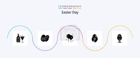 Ilustración de Easter Glyph 5 Icon Pack Including easter. boiled. bloon. egg. easter - Imagen libre de derechos
