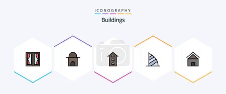 Illustration for Buildings 25 FilledLine icon pack including uae monument. dubai. mosque. burj al arab. shops - Royalty Free Image