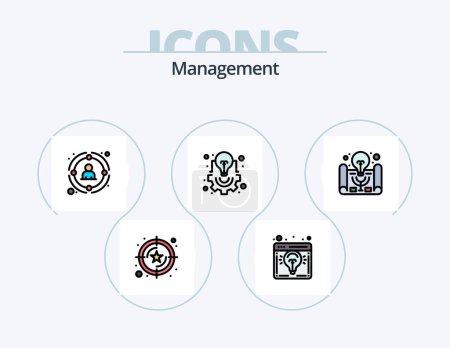 Illustration for Management Line Filled Icon Pack 5 Icon Design. case. social. light bulb. share. value - Royalty Free Image