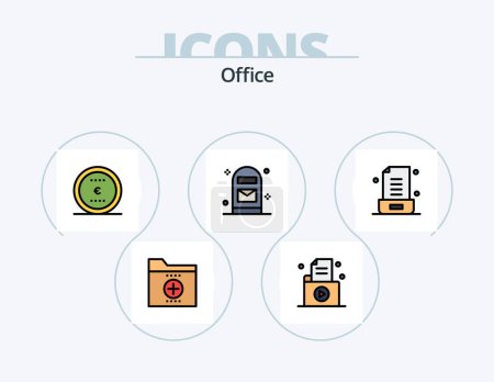 Illustration for Office Line Filled Icon Pack 5 Icon Design. office. delete note. record. delete document. down - Royalty Free Image
