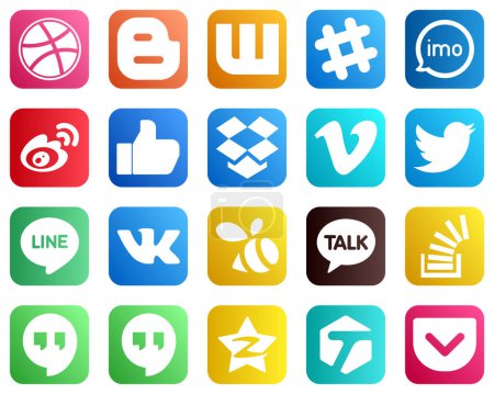 Téléchargez les illustrations : 20 Professional Social Media Icons such as video. dropbox and facebook icons. Fully customizable and professional - en licence libre de droit