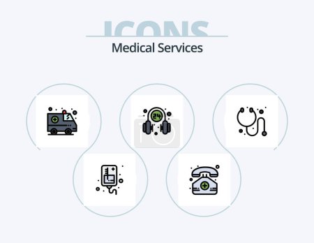 Illustration for Medical Services Line Filled Icon Pack 5 Icon Design. medical. ambulance. hospital. tub. lab - Royalty Free Image