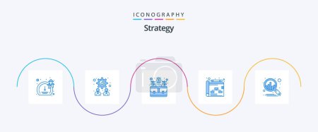 Illustration for Strategy Blue 5 Icon Pack Including plan. strategy. business. planning. - Royalty Free Image