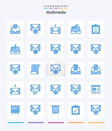 Illustration for Creative Multimedia 25 Blue icon pack  Such As private. mail. send. send. mailbox - Royalty Free Image
