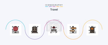 Illustration for Travel Line Filled Flat 5 Icon Pack Including travel. map. travel. location. sunshade - Royalty Free Image