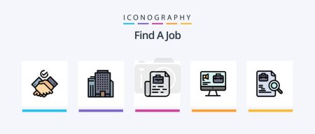 Ilustración de Find A Job Line Filled 5 Icon Pack Including speaker. computer. find. network. job. Creative Icons Design - Imagen libre de derechos