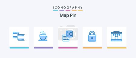 Illustration for Map Pin Blue 5 Icon Pack Including . gambling. home. building. Creative Icons Design - Royalty Free Image