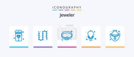 Ilustración de Jewellery Blue 5 Icon Pack Including gold. nacklace. bracelet. necklace. fashion. Creative Icons Design - Imagen libre de derechos