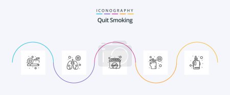 Ilustración de Dejar de fumar Line 5 Icon Pack Incluyendo fumar. Un cigarrillo. órgano. paciente fumador. fecha - Imagen libre de derechos