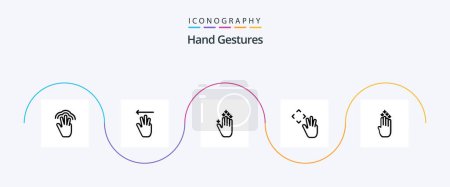 Illustration for Hand Gestures Line 5 Icon Pack Including finger. up. left. hand cursor. down - Royalty Free Image