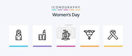 Illustration for Womens Day Line 5 Icon Pack Including bouquet. protection. day. law. feminism. Creative Icons Design - Royalty Free Image